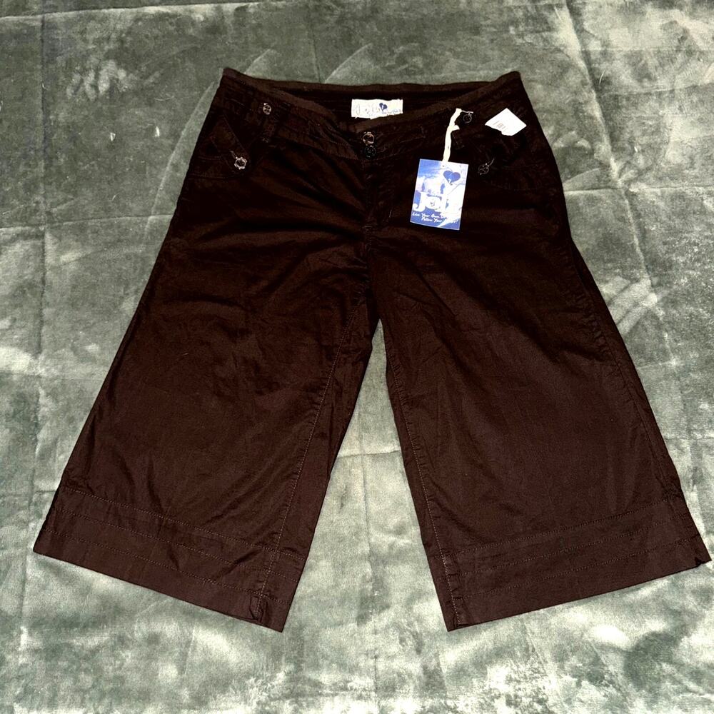 Jolt Capri Pants Women's 11 Brown Cotton Boho Casual Flat Front NEW NWT